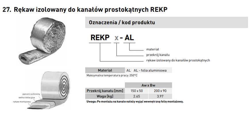 Рукав для ізоляції прямокутних каналів Darco REKP, 150х50 мм, 10 м REKP150x50-AL-OP фото