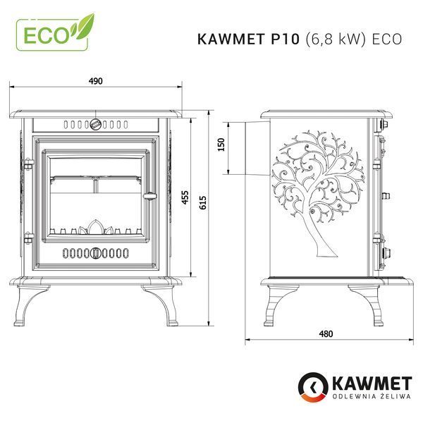 Чавунна піч KAWMET P10 (6.8 kW) ECO Kaw-met P10 фото