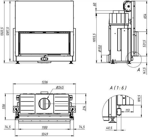 Повітряна камінна топка Gavryliv&Sons 110x52 гільйотина 110x52H фото