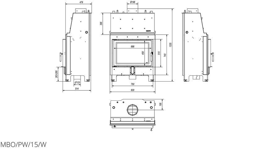 Камінна топка Kratki MBO PW 15 MBO/PW/15/W фото
