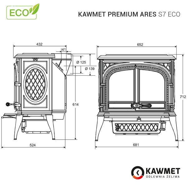 Чавунна піч KAWMET Premium ARES S7 ECO S7 фото