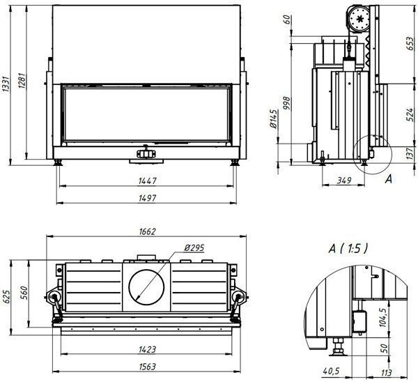 Повітряна камінна топка Gavryliv&Sons 142x52 гільйотина 142x52H фото