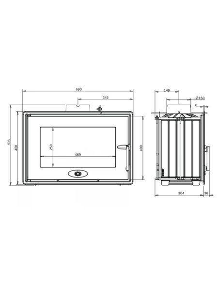 Камінна топка INVICTA 700 OPTIMISE (Volet) з шибером 6771-75 фото