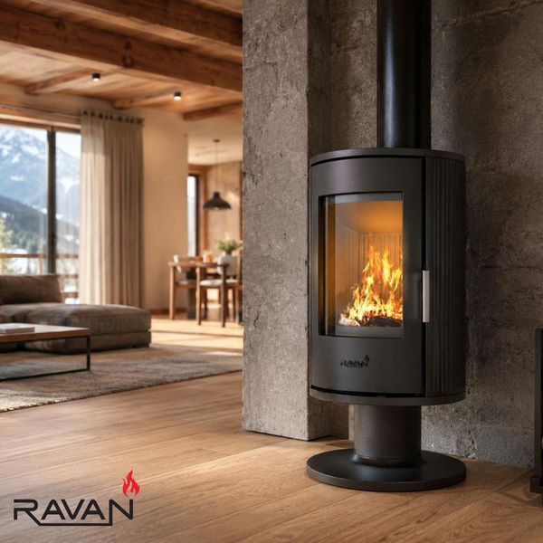Чавунні печі каміни на дровах для дому Ravan Піч камін Auron 12 кВт Auron фото