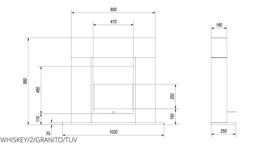 Біокамін Kratki WHISKEY 2 гранітний з сертифікатом TUV WHISKEY/2/GRANITO/TUV фото