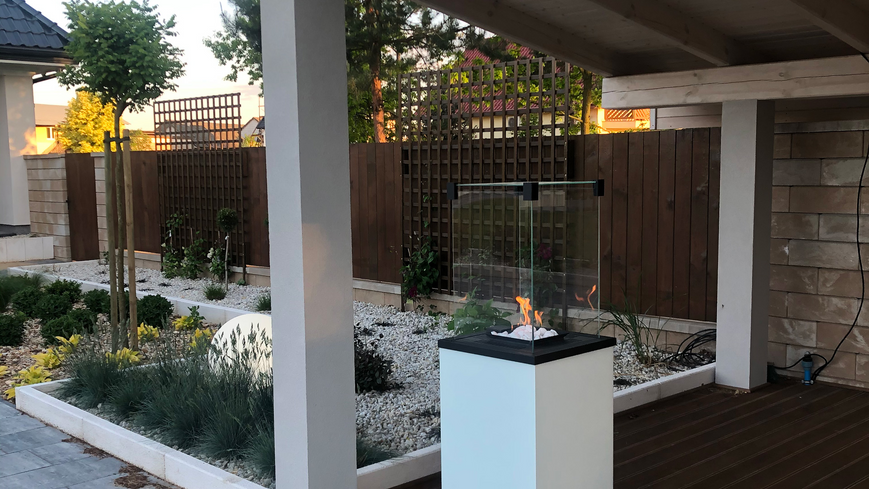 Газовий обігрівач Kratki PATIO скло/білий - дистанційне керування (пульт) PATIO/G30/37MBAR/B фото