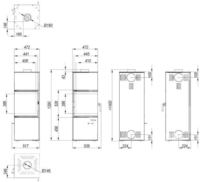 Сталева піч Defro Home QUADROOM QUADROOM Black фото
