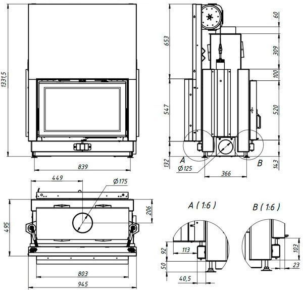 Повітряна камінна топка Gavryliv&Sons 80x52 тунельна гільйотина 80x52OH фото