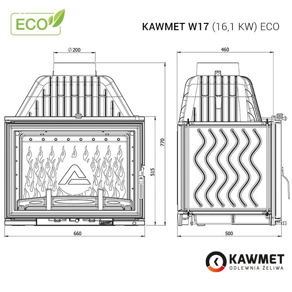 Камінна топка KAWMET W17 (16.1 kW) EСO Kaw-met W17 16.1kW/EСO фото