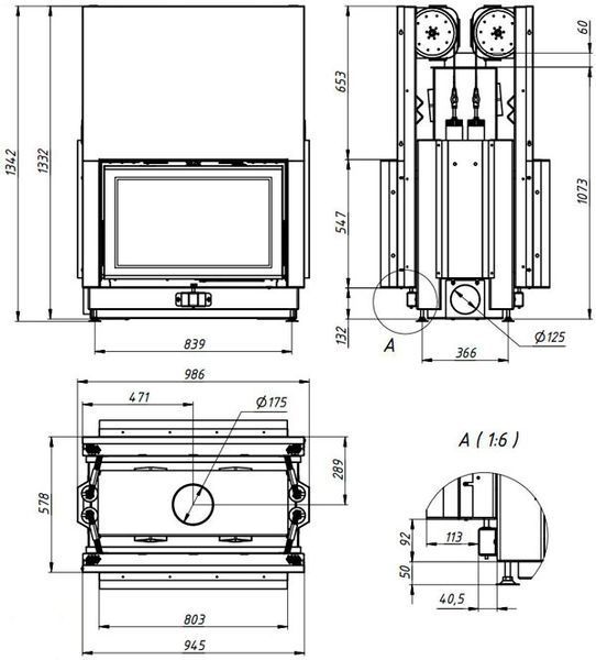 Повітряна камінна топка Gavryliv&Sons 80x52 тунельна подвійна гільйотина 80x52OHH фото