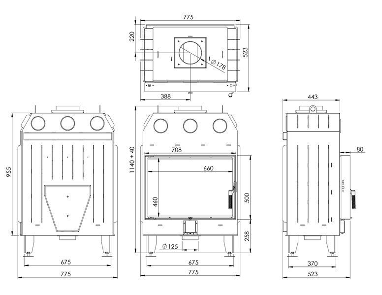 Камінна топка BOKAR 7050 (15,2 kW) white ceramatex 7050w фото