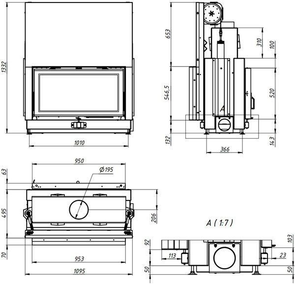 Повітряна камінна топка Gavryliv&Sons 95x52 тунельна гільйотина 95x52OH фото