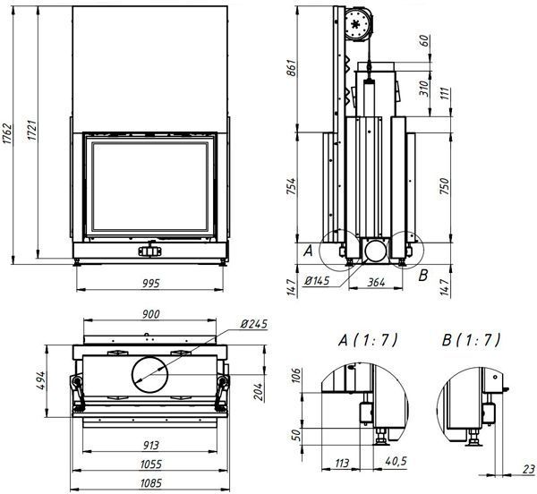 Повітряна камінна топка Gavryliv&Sons 90x75 тунельна гільйотина 90x75OH фото