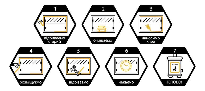 Вогнетривкий шнур KramoTop для дверцят каміна, печі, котла, &Oslash; 6 мм, довжина 2,5 м + клей 18220027 фото