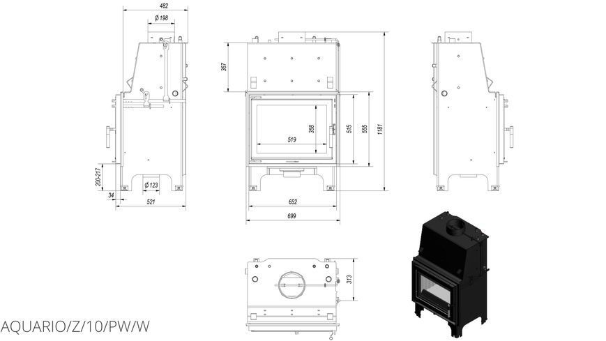 Камінна топка Kratki AQUARIO Z10 PW AQUARIO/Z/10/PW/W фото