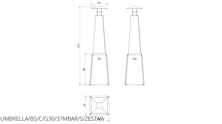 Газовий обігрівач Kratki UMBRELLA BS стальний чорний UMBRELLA/BS/C/G30/37MBAR/S/ZESTAW фото